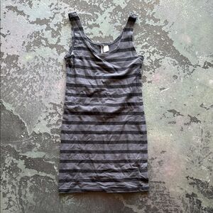 Divided Gray Fitted Ribbed Tank Top